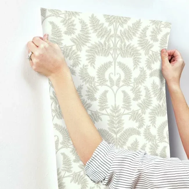 York Wallcoverings Royal Fern Damask Beige Wallpaper - SKU DM4963