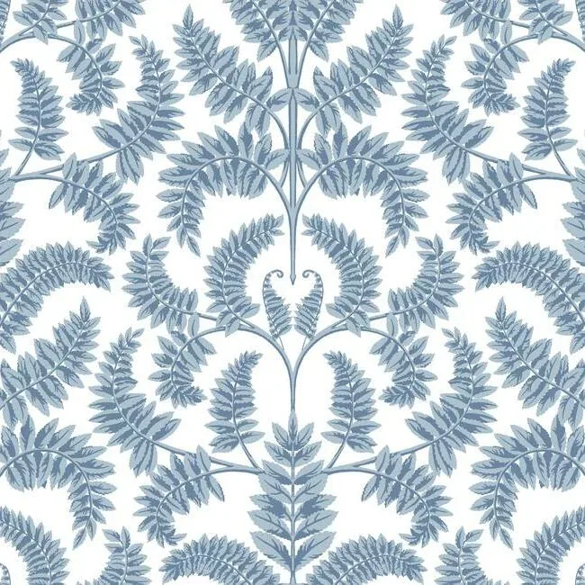York Wallcoverings Royal Fern Damask Blue Wallpaper - SKU DM4962
