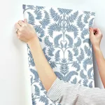 York Wallcoverings Royal Fern Damask Blue Wallpaper | Wallpaper Twins York Wallcoverings Royal Fern Damask Blue Wallpaper - SKU DM4962