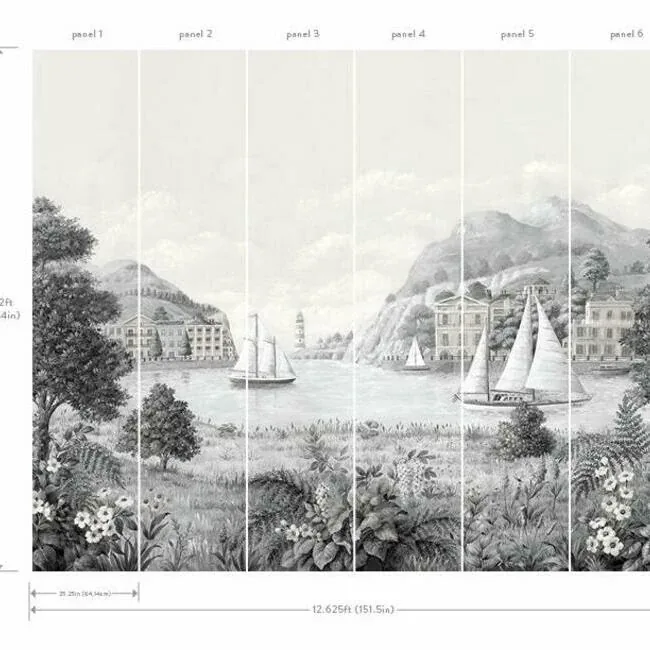 York Wallcoverings Safe Harbor Grey Wall Mural - SKU MU0319M