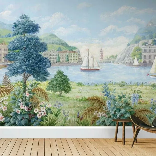 York Wallcoverings Safe Harbor Light Blue Wall Mural - SKU MU0318M