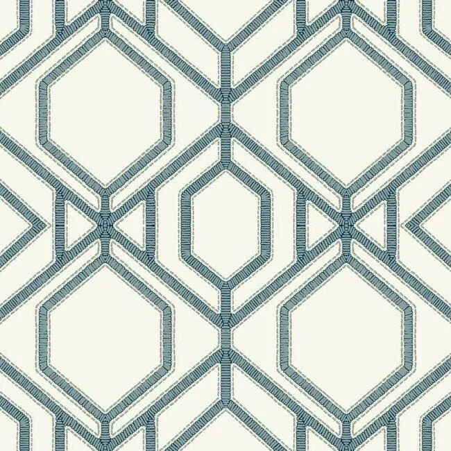 TC2634 | Sawgrass Trellis White & Blue Wallpaper