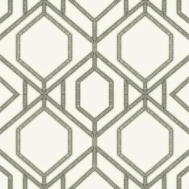 TC2635 | Sawgrass Trellis White & Taupe Wallpaper