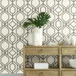 York Wallcoverings Sawgrass Trellis White & Taupe Wallpaper - SKU TC2635