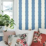 York Wallcoverings Scalloped Stripe Blue Wallpaper | Wallpaper Twins York Wallcoverings Scalloped Stripe Blue Wallpaper - SKU GR6012