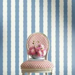 York Wallcoverings Scalloped Stripe Blue Wallpaper | Wallpaper Twins York Wallcoverings Scalloped Stripe Blue Wallpaper - SKU GR6012
