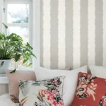 York Wallcoverings Scalloped Stripe Grey Wallpaper - SKU GR6013