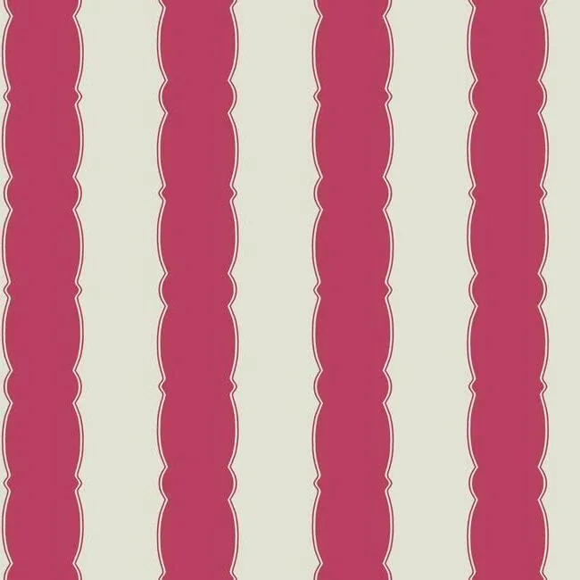 GR6011 | Scalloped Stripe Red Wallpaper