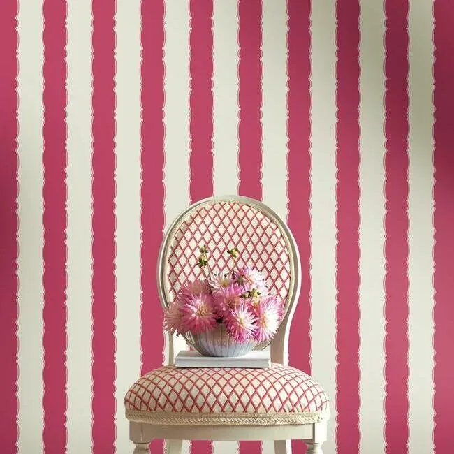 York Wallcoverings Scalloped Stripe Red Wallpaper - SKU GR6011
