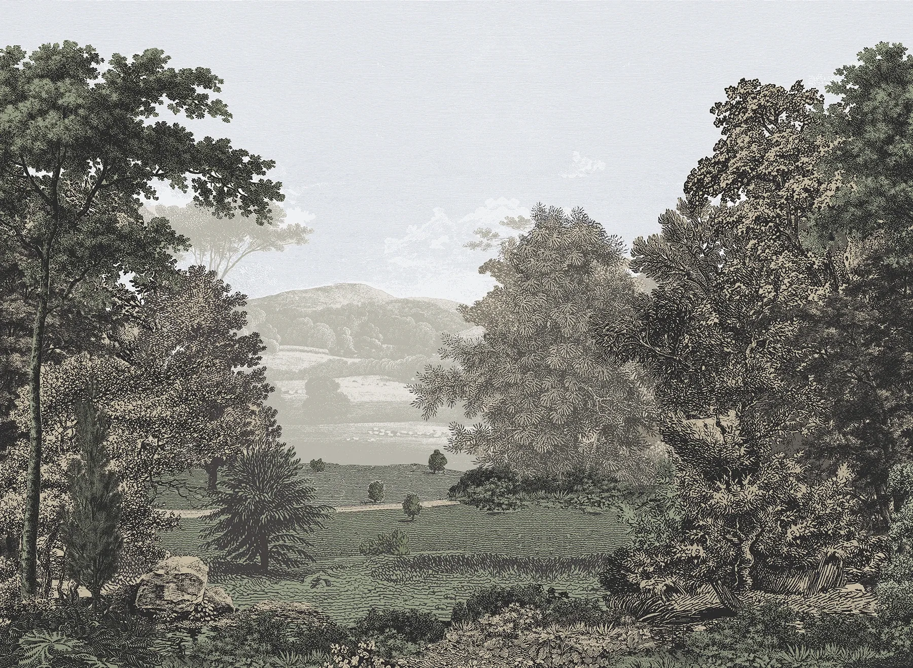 York Wallcoverings Scenic Pastures Morning Light Peel & Stick Mural - SKU PSW1456M