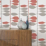 York Wallcoverings Sculpted Vines Vermillion & Graphite Wallpaper - SKU ZM2802