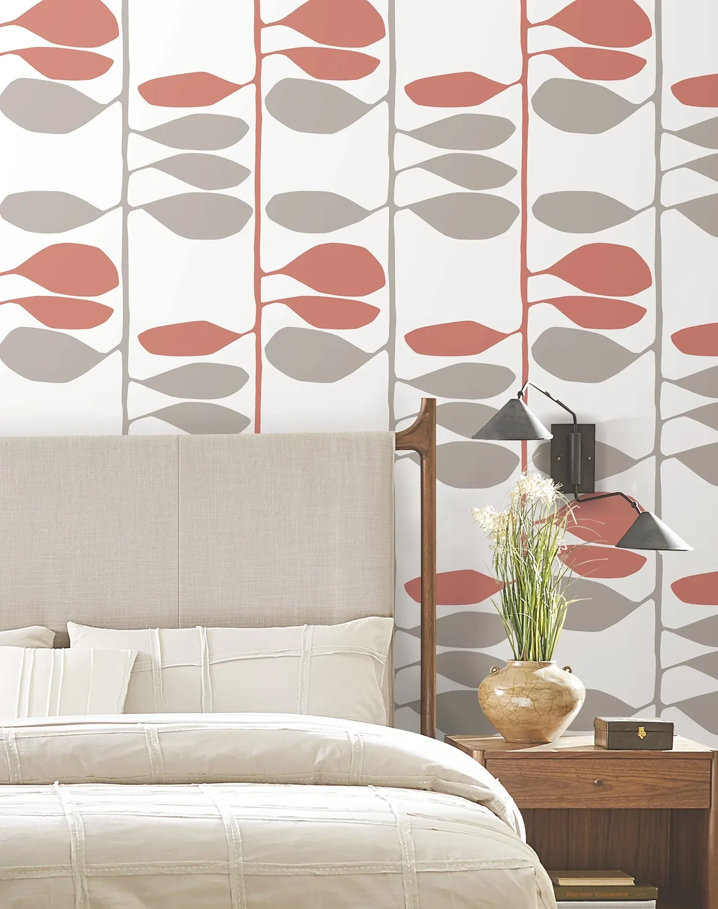 York Wallcoverings Sculpted Vines Vermillion & Graphite Wallpaper - SKU ZM2802