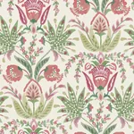 York Wallcoverings Seaside Jacobean Green & Red Wallpaper | Wallpaper Twins York Wallcoverings Seaside Jacobean Green & Red Wallpaper - SKU MN1914