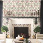 York Wallcoverings Seaside Jacobean Green & Red Wallpaper | Wallpaper Twins York Wallcoverings Seaside Jacobean Green & Red Wallpaper - SKU MN1914