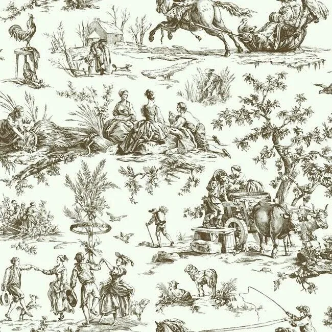 York Wallcoverings Seasons Toile Brown Wallpaper - SKU GR5921