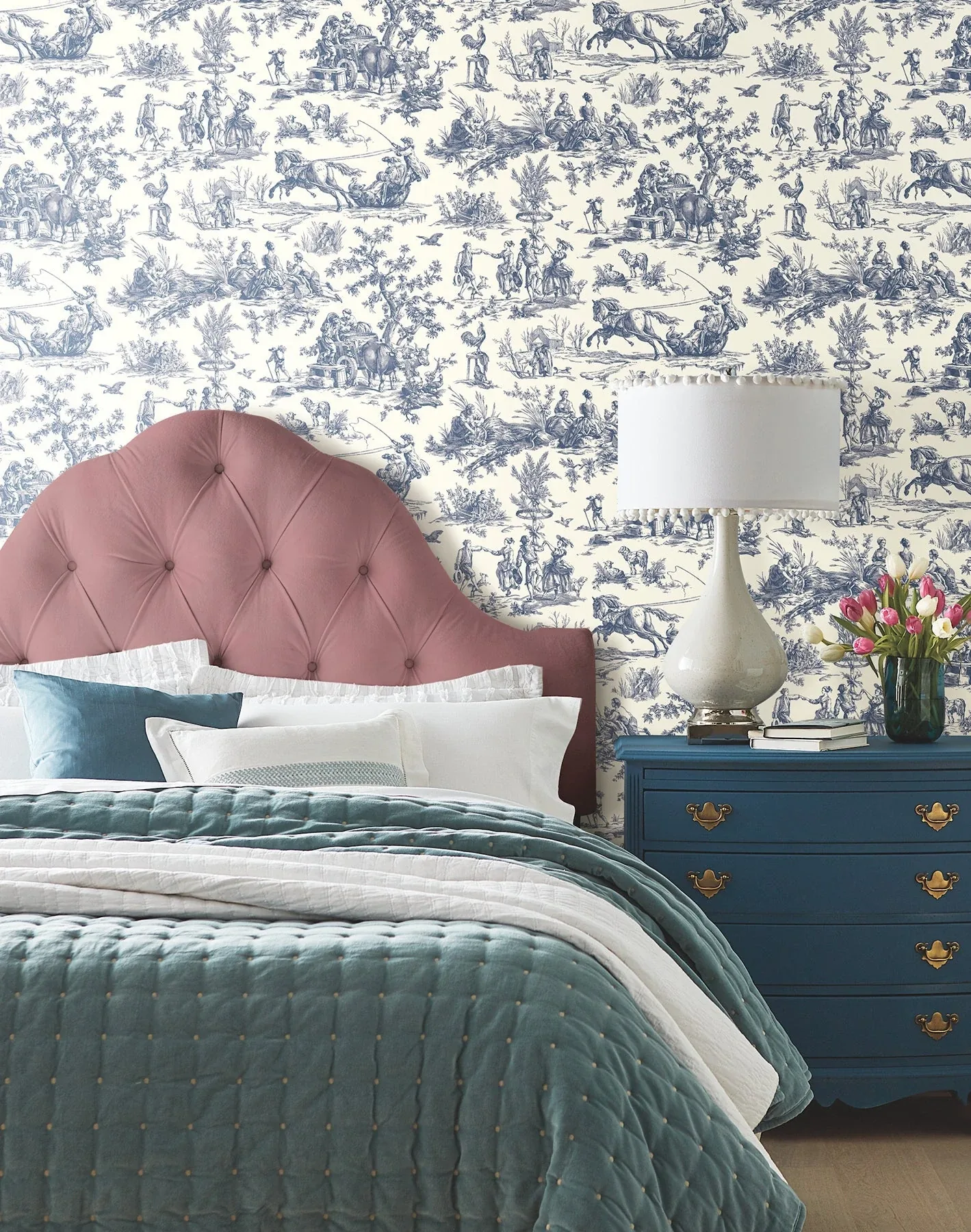 York Wallcoverings Seasons Toile Navy Wallpaper | Wallpaper Twins York Wallcoverings Seasons Toile Navy Wallpaper - SKU AF2000