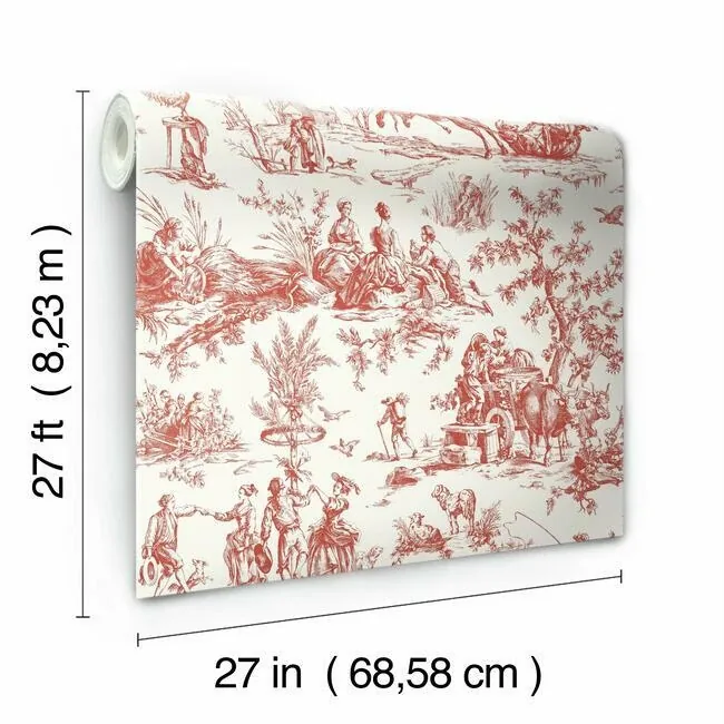 York Wallcoverings Seasons Toile Scarlet Wallpaper - SKU GR5925