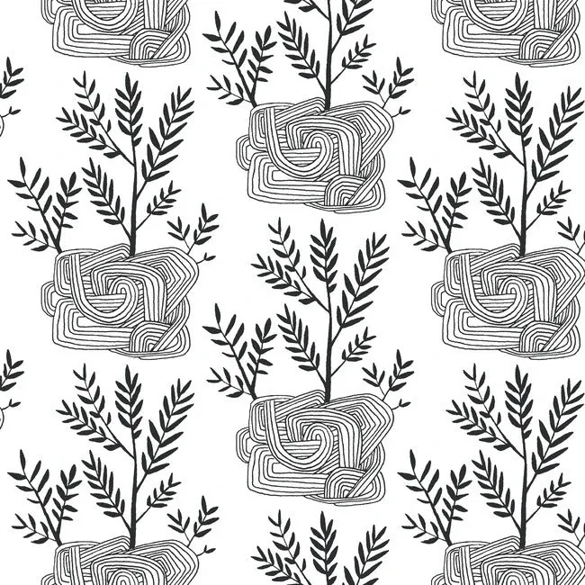 PSW1229RL | Seedlings Black Peel & Stick Wallpaper