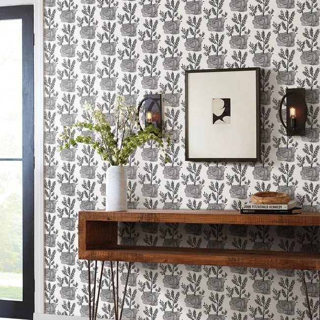 York Wallcoverings Seedlings Black Peel & Stick Wallpaper - SKU PSW1229RL