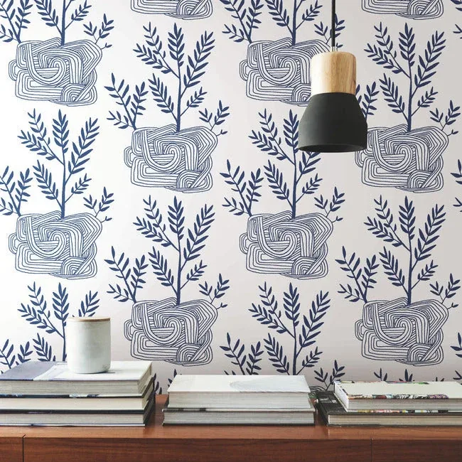 York Wallcoverings Seedlings Blue Peel & Stick Wallpaper | Wallpaper Twins York Wallcoverings Seedlings Blue Peel & Stick Wallpaper - SKU PSW1228RL