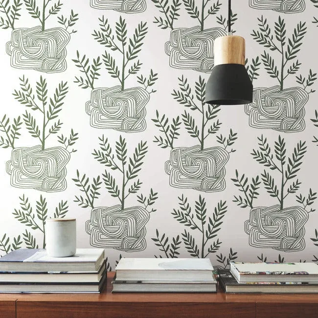 York Wallcoverings Seedlings Green Peel & Stick Wallpaper | Wallpaper Twins York Wallcoverings Seedlings Green Peel & Stick Wallpaper - SKU PSW1226RL