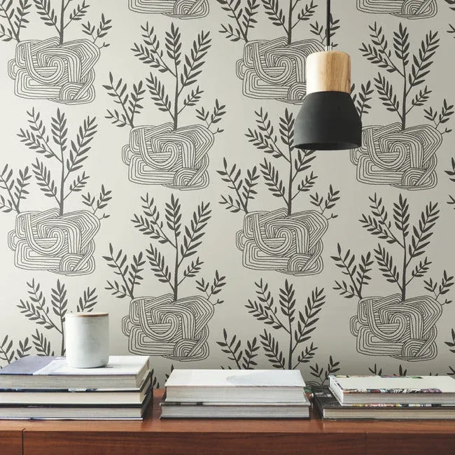 York Wallcoverings Seedlings Grey Peel & Stick Wallpaper | Wallpaper Twins York Wallcoverings Seedlings Grey Peel & Stick Wallpaper - SKU PSW1227RL
