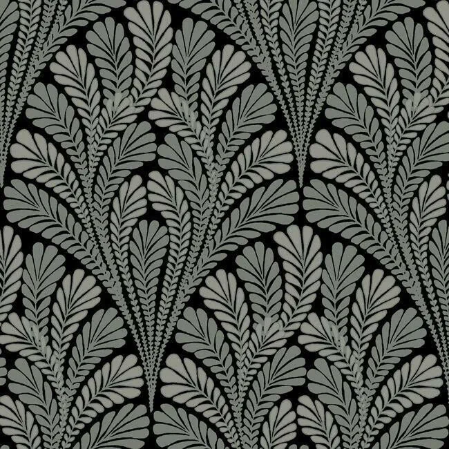 York Wallcoverings Shell Damask Black Wallpaper - SKU BW3951