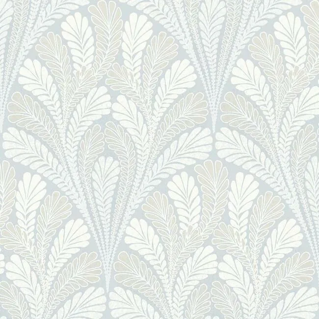 York Wallcoverings Shell Damask Blue Wallpaper - SKU DM5021