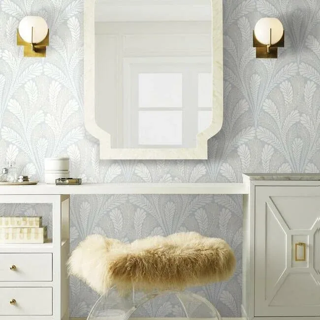 York Wallcoverings Shell Damask Blue Wallpaper - SKU DM5021