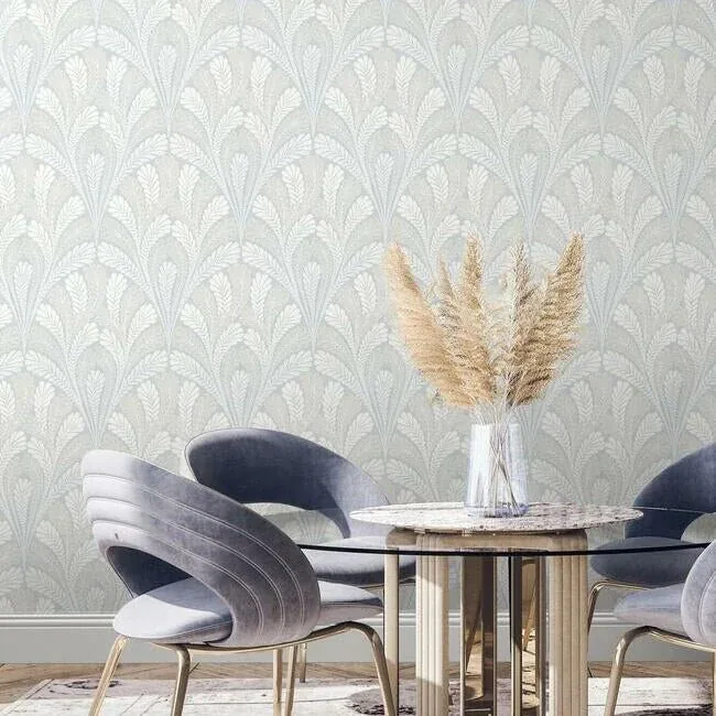York Wallcoverings Shell Damask Blue Wallpaper | Wallpaper Twins York Wallcoverings Shell Damask Blue Wallpaper - SKU DM5021