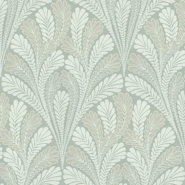 York Wallcoverings Shell Damask Green Wallpaper - SKU DM5023