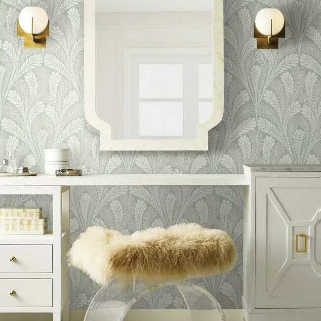 York Wallcoverings Shell Damask Green Wallpaper - SKU DM5023