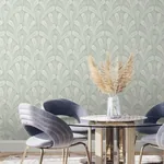 York Wallcoverings Shell Damask Green Wallpaper | Wallpaper Twins York Wallcoverings Shell Damask Green Wallpaper - SKU DM5023