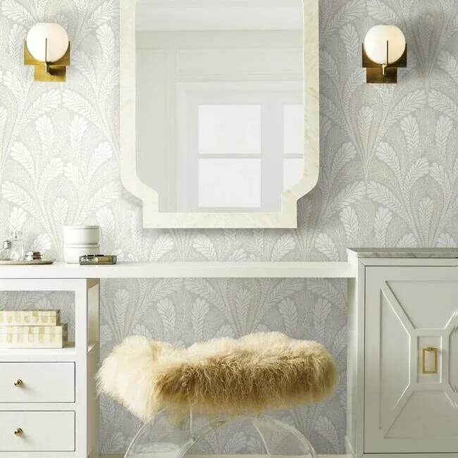 York Wallcoverings Shell Damask Grey Wallpaper - SKU DM5022