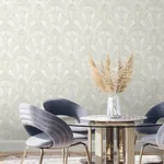 York Wallcoverings Shell Damask Grey Wallpaper | Wallpaper Twins York Wallcoverings Shell Damask Grey Wallpaper - SKU DM5022