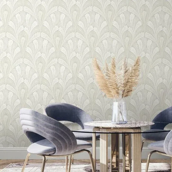 York Wallcoverings Shell Damask Grey Wallpaper | Wallpaper Twins York Wallcoverings Shell Damask Grey Wallpaper - SKU DM5022