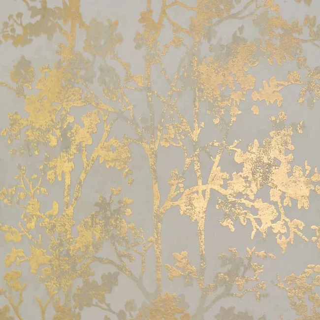 York Wallcoverings Shimmering Foliage Almond & Gold Wallpaper - SKU NW3582