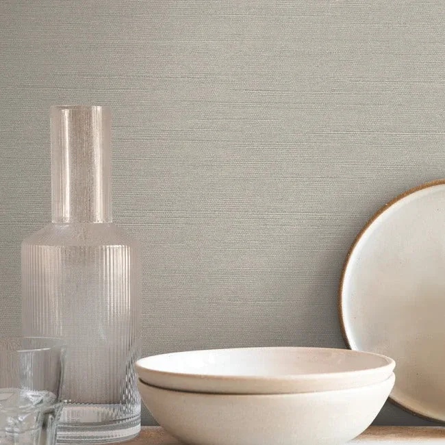 York Wallcoverings Shimmering Linen Grey Wallpaper - SKU SI18551