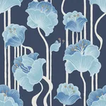 York Wallcoverings Shirley Blue Deco Floral Peel & Stick Wallpaper - SKU PSW1569RL