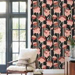 York Wallcoverings Shirley Coral Deco Floral Peel & Stick Wallpaper - SKU PSW1571RL