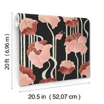 York Wallcoverings Shirley Coral Deco Floral Peel & Stick Wallpaper - SKU PSW1571RL