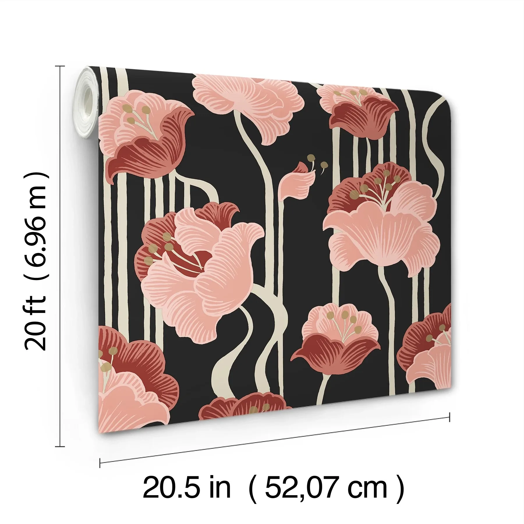 York Wallcoverings Shirley Coral Deco Floral Peel & Stick Wallpaper - SKU PSW1571RL