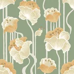 York Wallcoverings Shirley Green Deco Floral Peel & Stick Wallpaper - SKU PSW1570RL