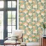 York Wallcoverings Shirley Green Deco Floral Peel & Stick Wallpaper - SKU PSW1570RL