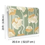 York Wallcoverings Shirley Green Deco Floral Peel & Stick Wallpaper - SKU PSW1570RL