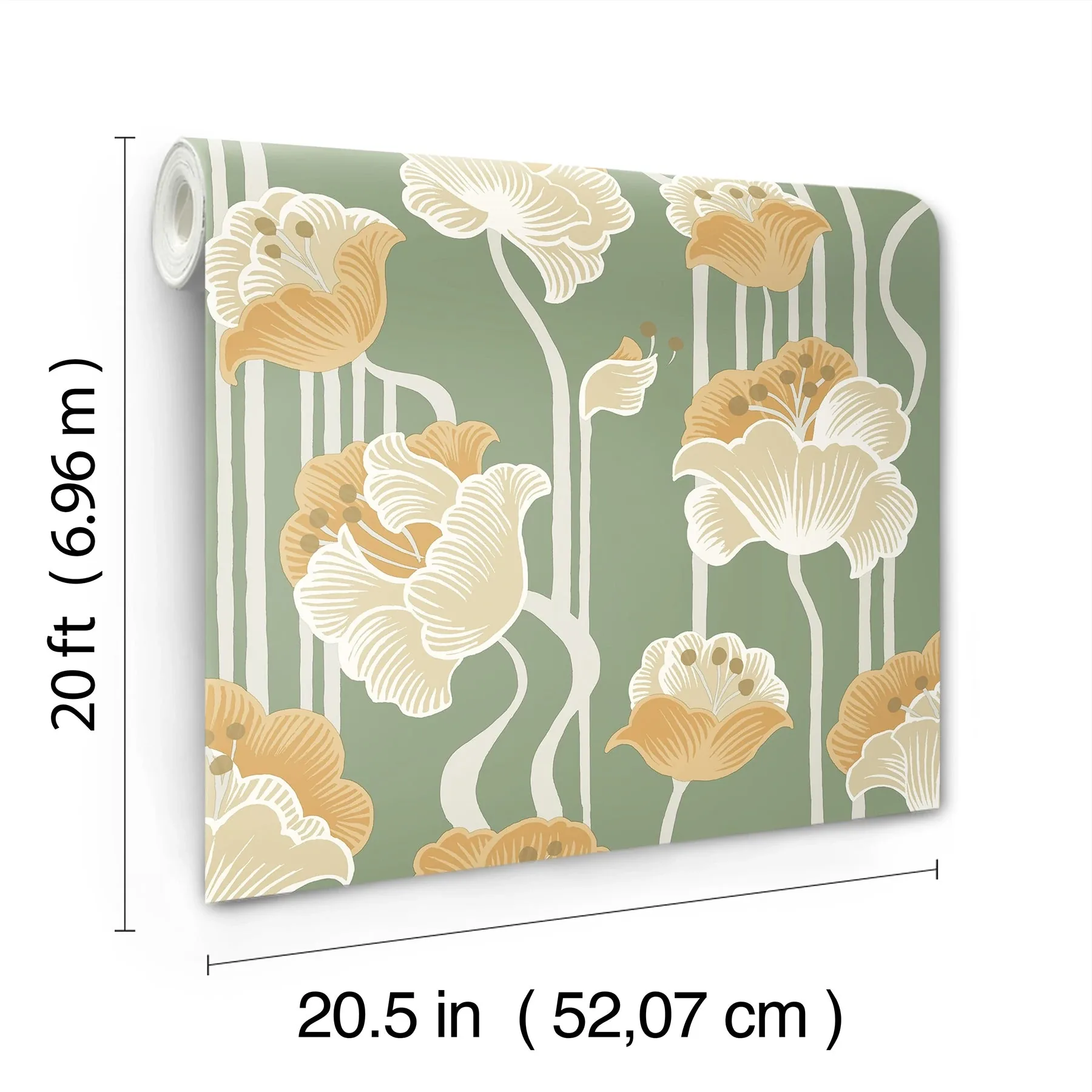 York Wallcoverings Shirley Green Deco Floral Peel & Stick Wallpaper - SKU PSW1570RL