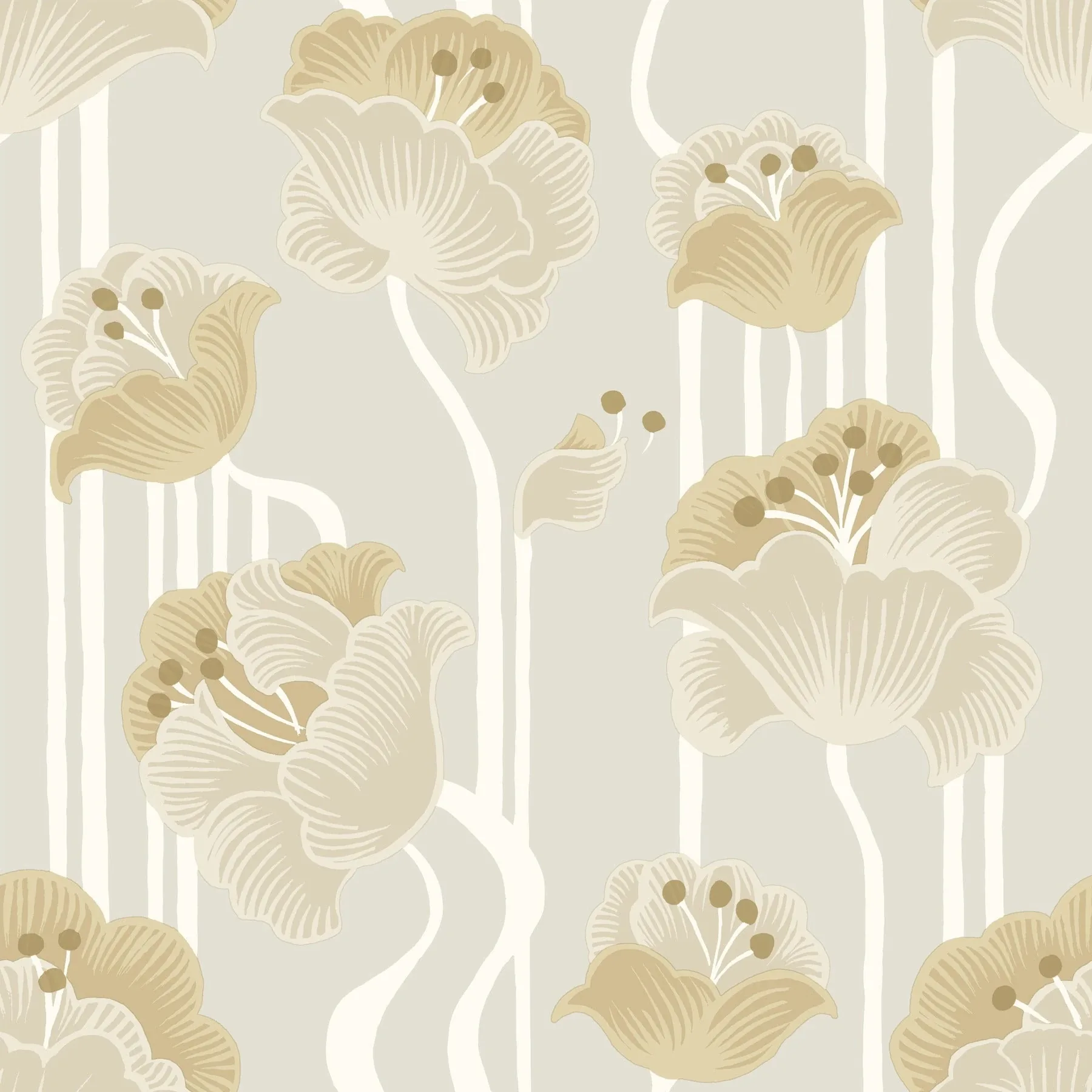York Wallcoverings Shirley Neutral Deco Floral Peel & Stick Wallpaper - SKU PSW1568RL