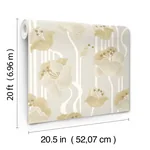 York Wallcoverings Shirley Neutral Deco Floral Peel & Stick Wallpaper - SKU PSW1568RL