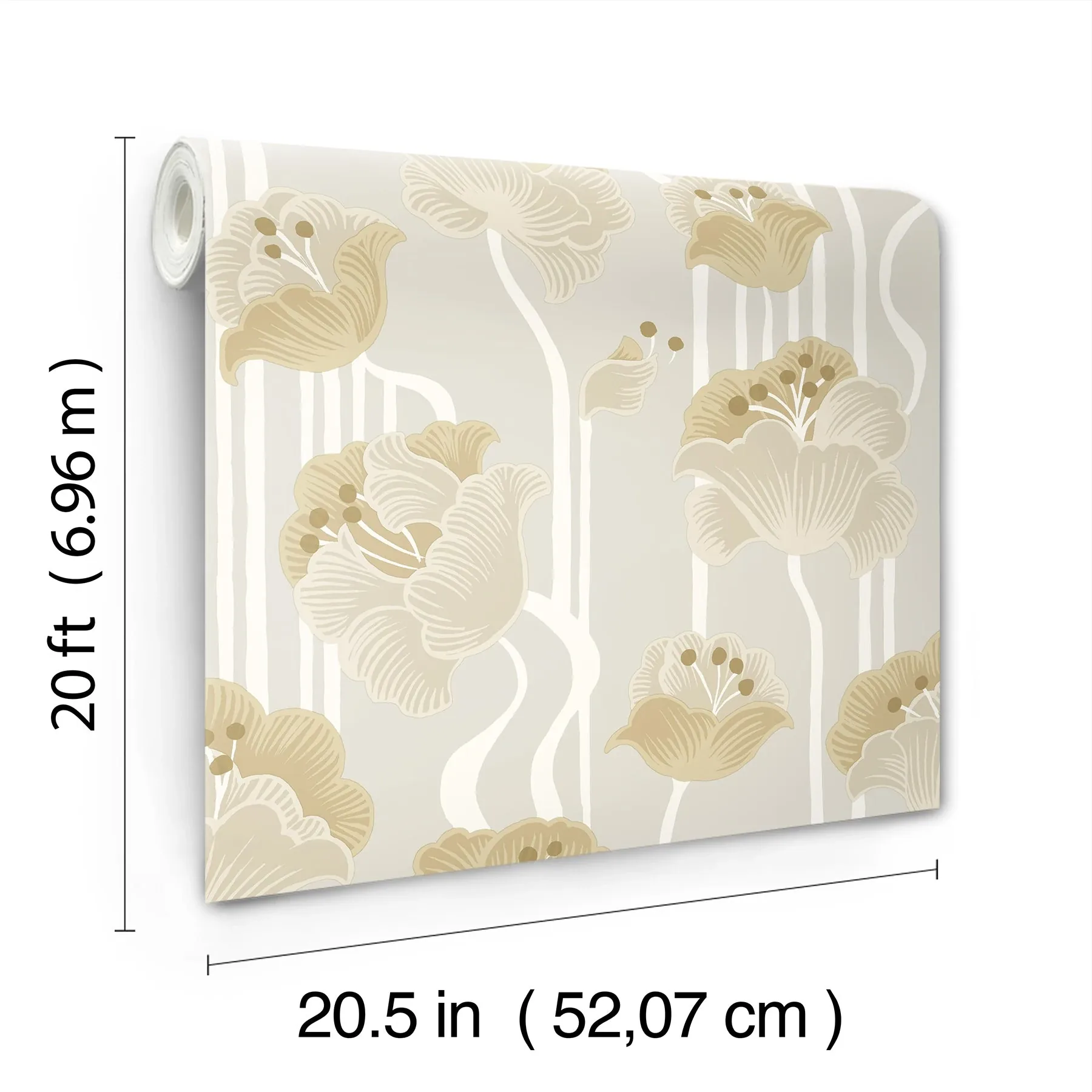York Wallcoverings Shirley Neutral Deco Floral Peel & Stick Wallpaper - SKU PSW1568RL