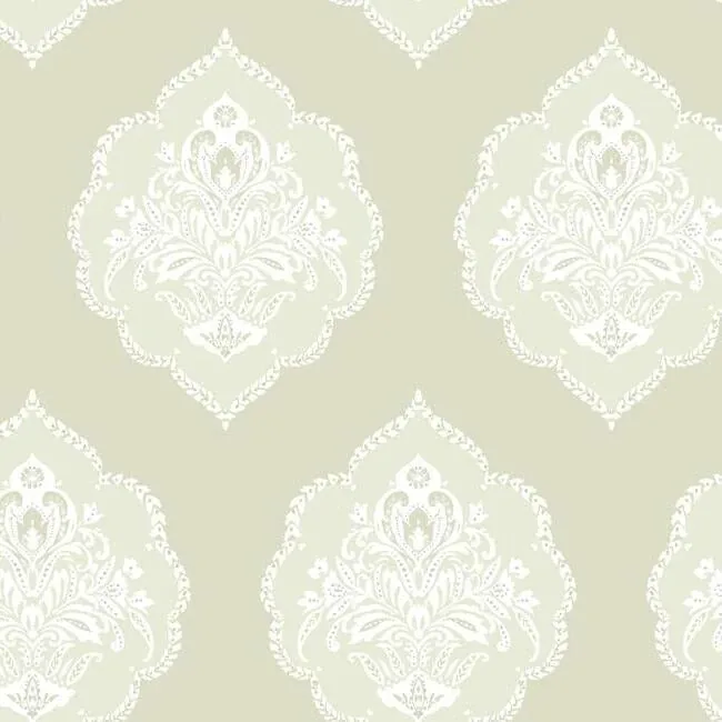 DM4983 | Signet Medallion Damask Beige Wallpaper